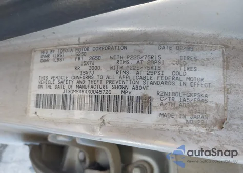 1999 Toyota 4Runner from USA, damaged, VIN JT3GM84R4X0045726